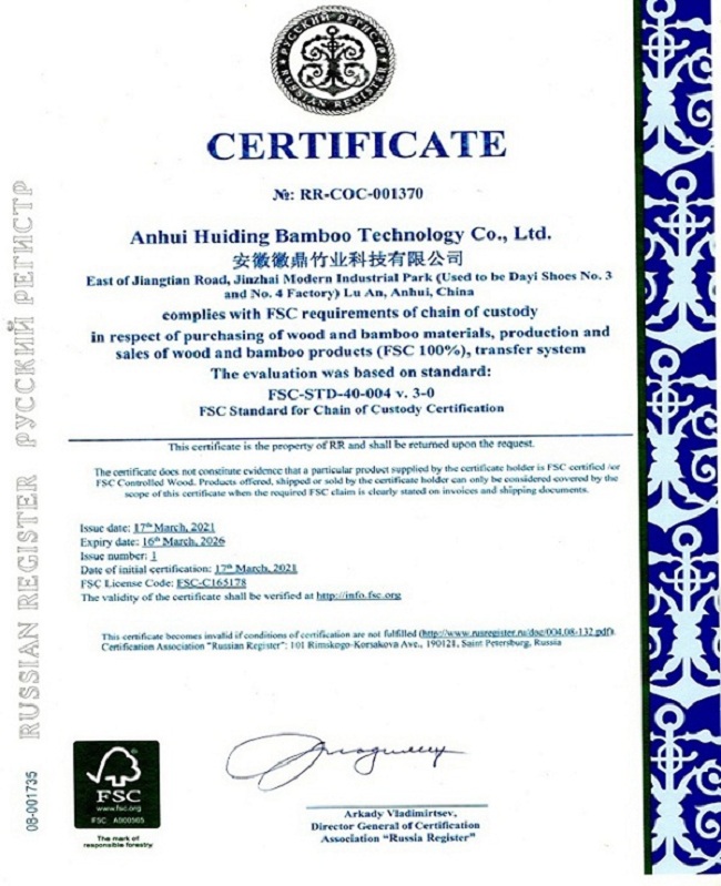 Certificado de FSC 